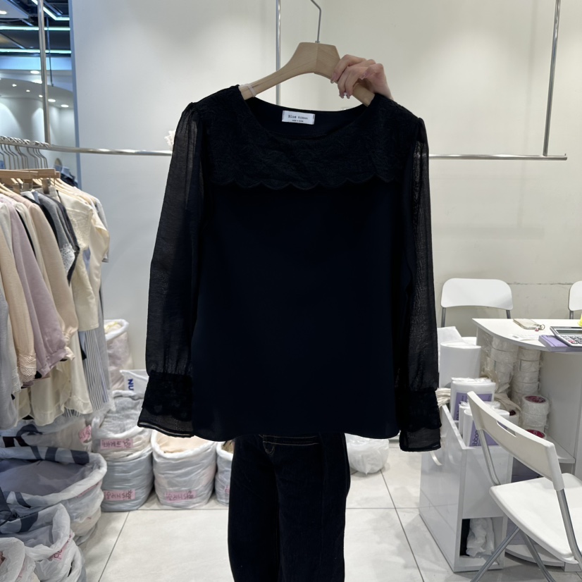 BLUE RIBBON東大門㊣代購女士新品真品25秋冬時尚襯衫蕾絲衫BLUE RIBBON襯衫/蕾絲衫圖色3