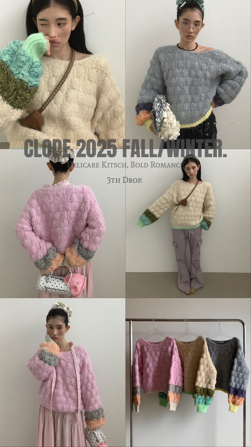 CLODE韓國直郵㊣女士新品25秋冬熱賣毛衣不含腰包含絲帶羊毛CLODE毛衣