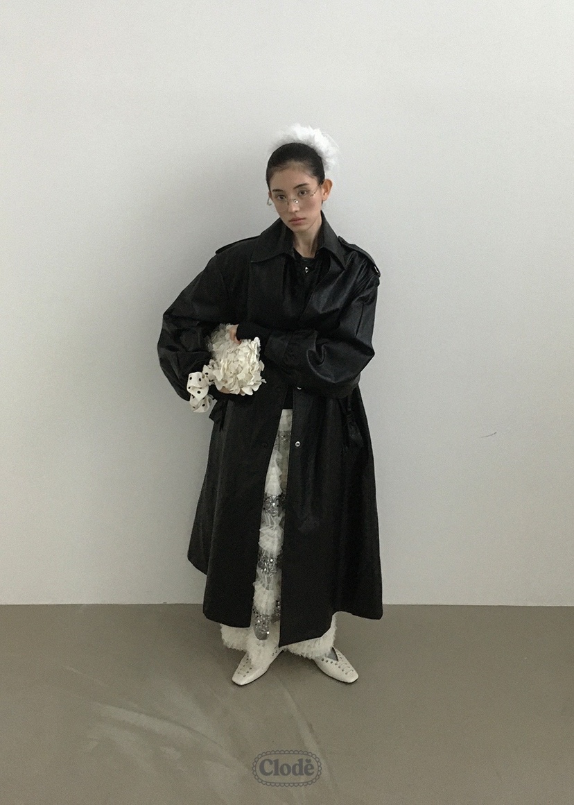 CLODE東大門㊣實拍女士新款時尚25秋冬人氣長款風衣含腰帶皮革CLODE長款風衣