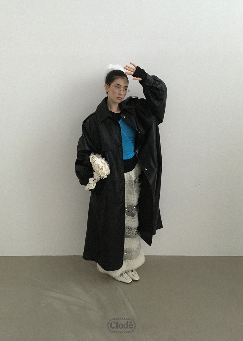 CLODE東大門㊣實拍女士新款時尚25秋冬人氣長款風衣含腰帶皮革CLODE長款風衣