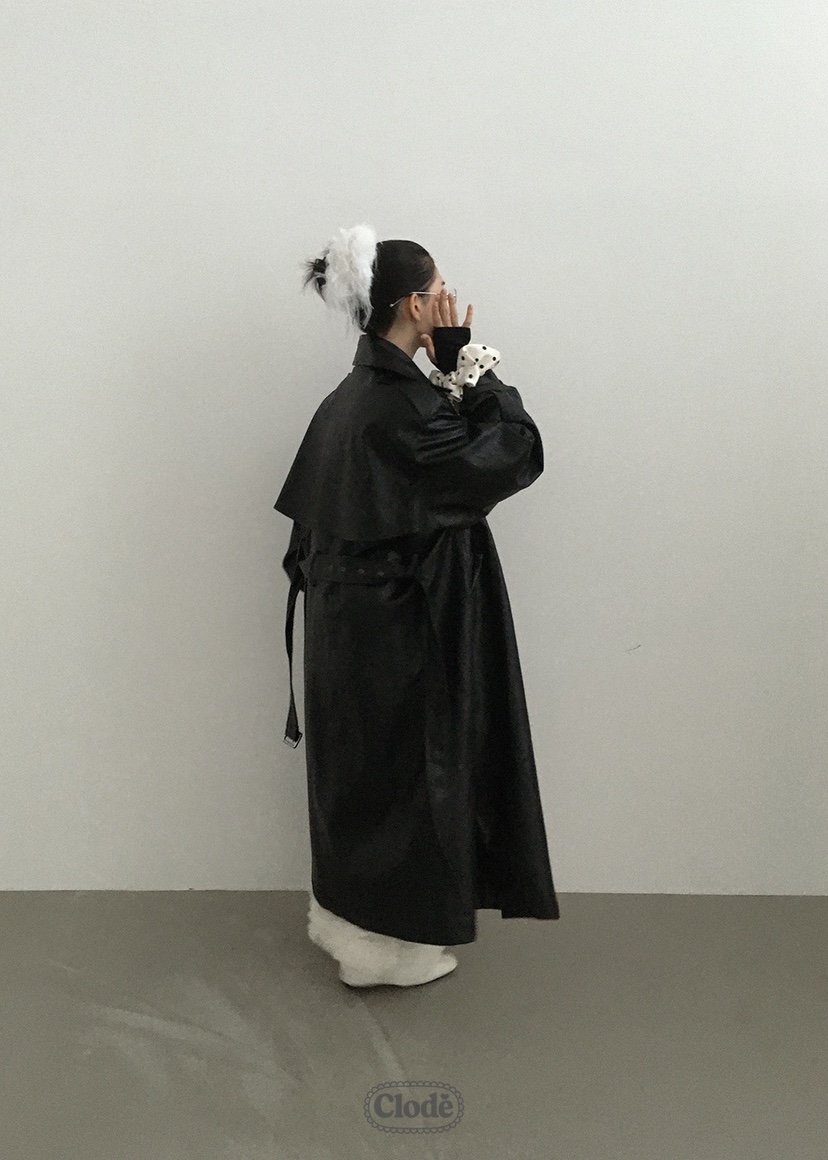 CLODE東大門㊣實拍女士新款時尚25秋冬人氣長款風衣含腰帶皮革CLODE長款風衣