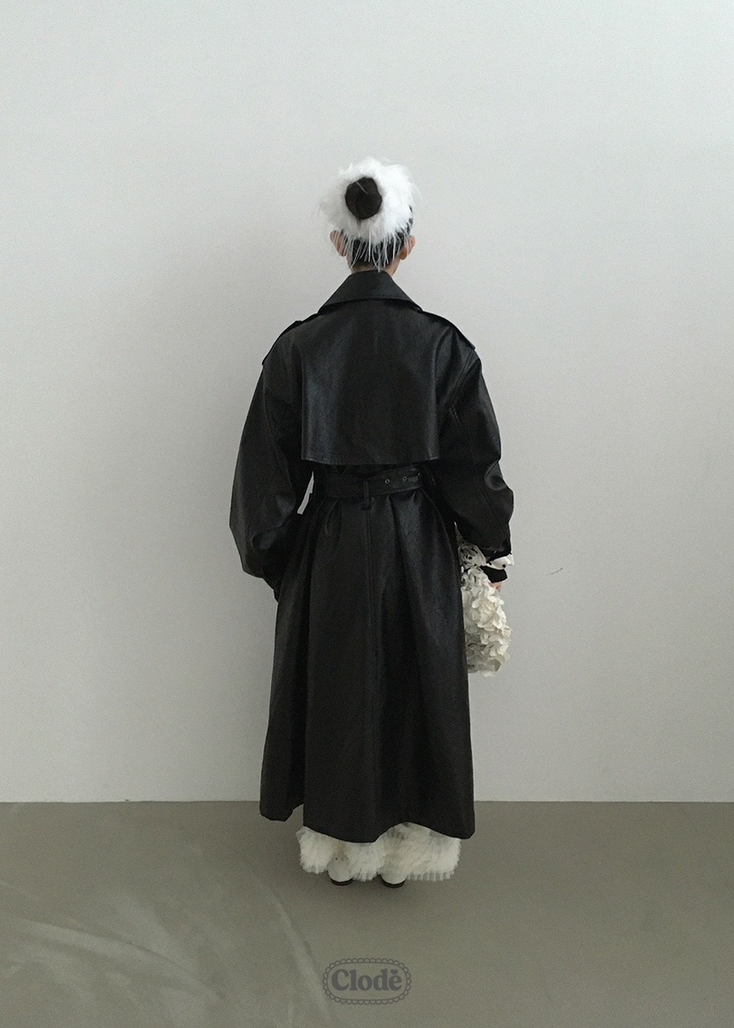 CLODE東大門㊣實拍女士新款時尚25秋冬人氣長款風衣含腰帶皮革CLODE長款風衣