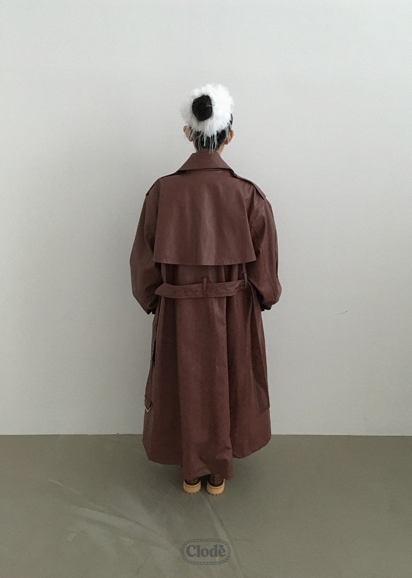 CLODE東大門㊣實拍女士新款時尚25秋冬人氣長款風衣含腰帶皮革CLODE長款風衣