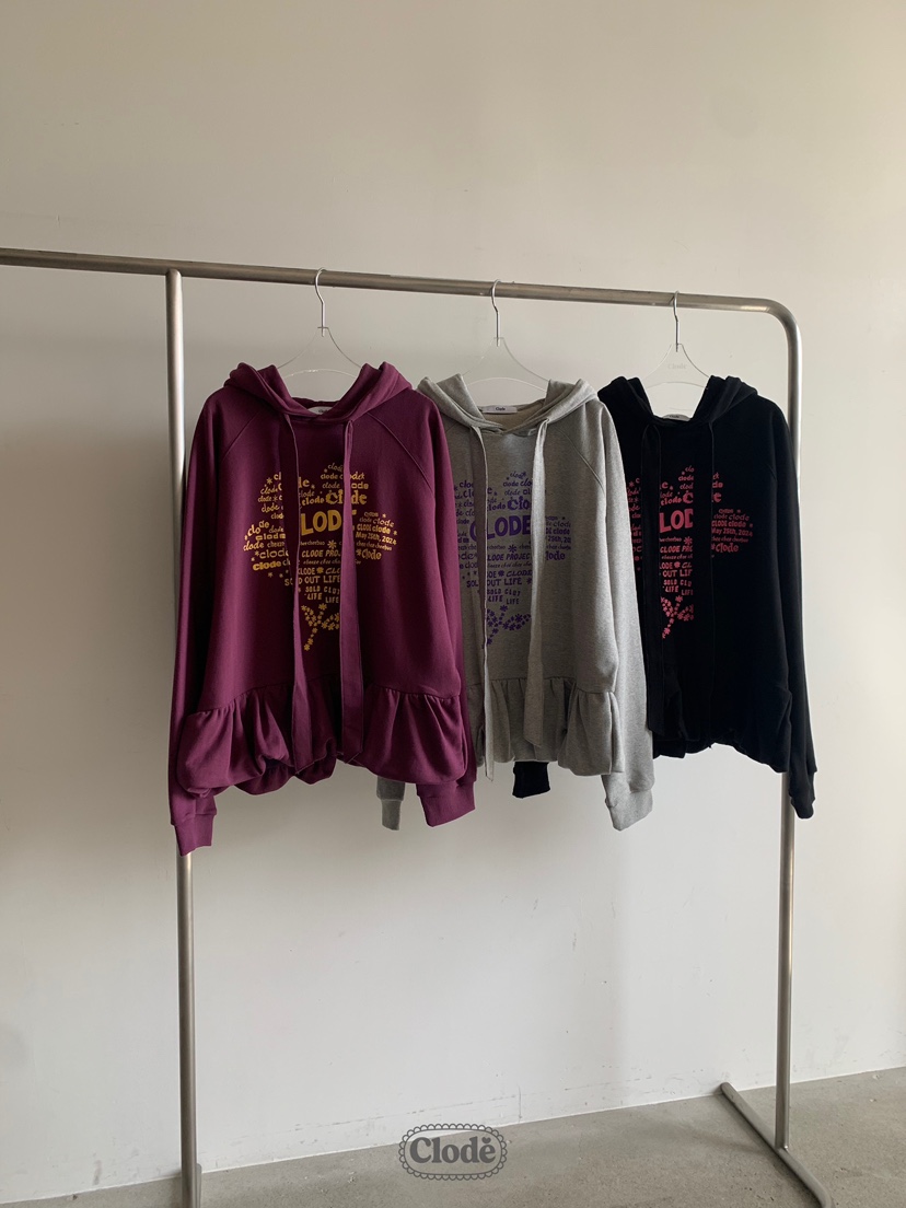 CLODE韓國代購㊣女裝新品推薦休閑人氣時尚真品衛衣荷葉邊兜帽CLODE衛衣