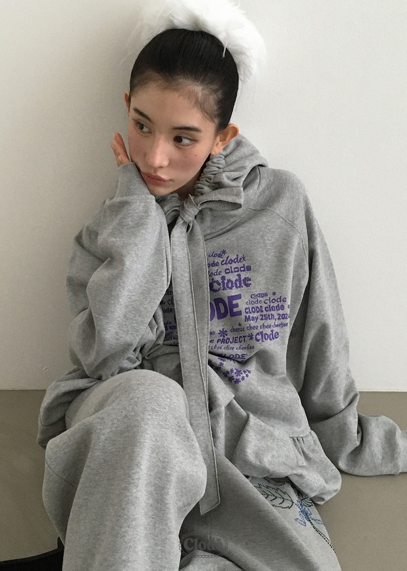 CLODE韓國代購㊣女裝新品推薦休閑人氣時尚真品衛衣荷葉邊兜帽CLODE衛衣