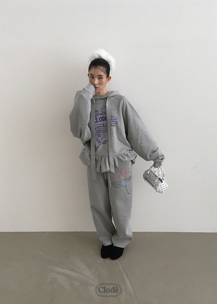 CLODE韓國代購㊣女裝新品推薦休閑人氣時尚真品衛衣荷葉邊兜帽CLODE衛衣