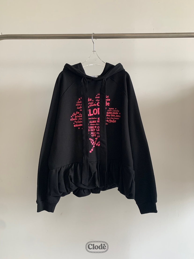 CLODE韓國代購㊣女裝新品推薦休閑人氣時尚真品衛衣荷葉邊兜帽CLODE衛衣圖色3
