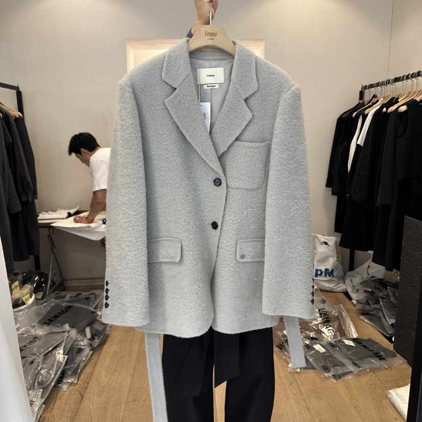 LA MAGIE FEMME韓國直郵㊣女裝新品人氣25秋冬夾克含腰帶Lamagie Femme夾克圖色1