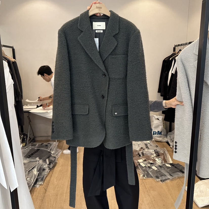 LA MAGIE FEMME韓國直郵㊣女裝新品人氣25秋冬夾克含腰帶Lamagie Femme夾克圖色2