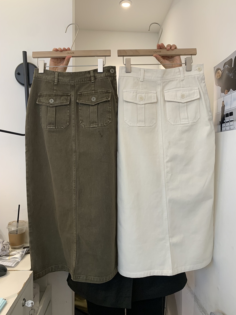 OUVIR東大門㊣實拍女裝新品25秋冬職業休閑時尚推薦長裙口袋O.V.R/OUVIR長裙