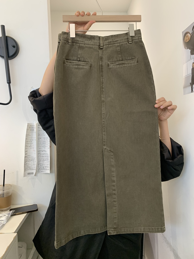 OUVIR東大門㊣實拍女裝新品25秋冬職業休閑時尚推薦長裙口袋O.V.R/OUVIR長裙