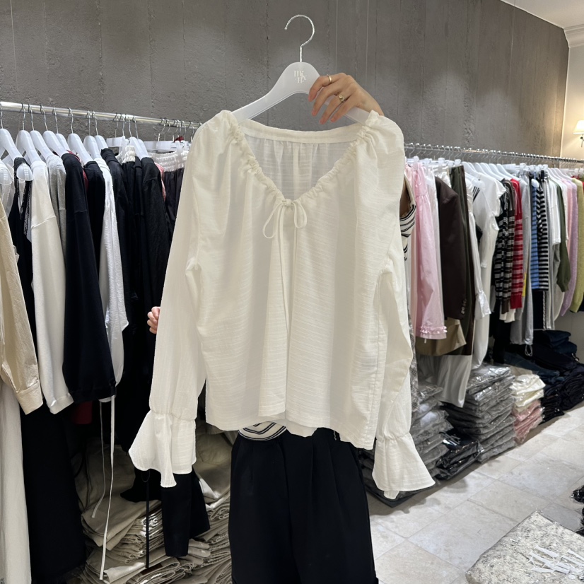 MIXXIN韓國直郵㊣女士新品真品25秋冬時尚襯衫蕾絲衫蝴蝶結MIXXIN襯衫/蕾絲衫圖色1