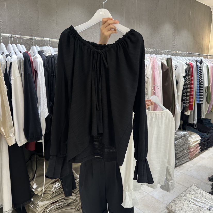 MIXXIN韓國直郵㊣女士新品真品25秋冬時尚襯衫蕾絲衫蝴蝶結MIXXIN襯衫/蕾絲衫圖色2