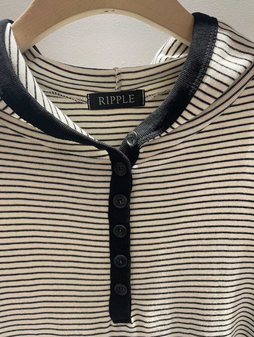 RIPPLE東大門㊣代購女裝新款真品熱賣25秋冬長袖T恤連帽衫紐扣RIPPLE長袖T恤