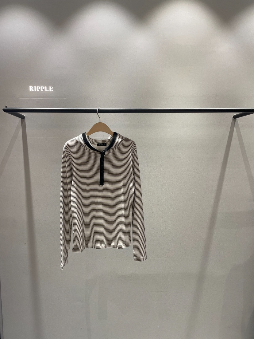 RIPPLE東大門㊣代購女裝新款真品熱賣25秋冬長袖T恤連帽衫紐扣RIPPLE長袖T恤圖色1