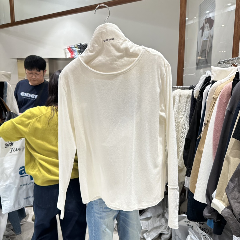 TEMPTING東大門㊣直郵女士新款真品熱賣休閑人氣長袖T恤羊毛TEMPTING長袖T恤圖色2