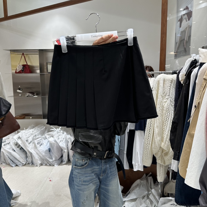 TEMPTING東大門㊣直郵女裝新款熱賣25秋冬人氣真品休閑短裙TEMPTING短裙圖色2黑色