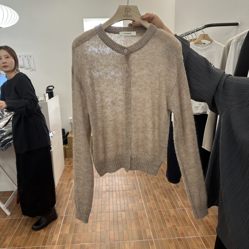 LOGON韓國代購㊣女士新品時尚25秋冬推薦職業針織衫羊毛開衫LOGON針織衫圖色2
