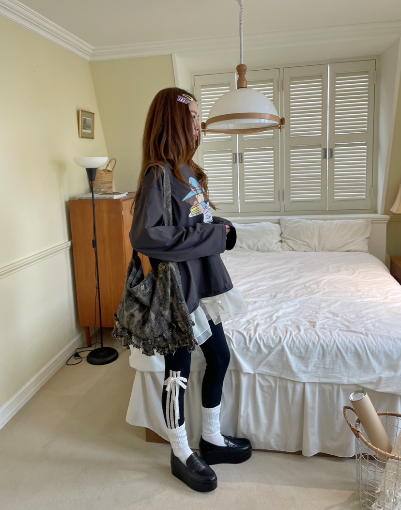 BOUTIQUE-L韓國代購㊣女裝新款休閑打底褲鯊魚褲不含包緊身褲條紋BOUTIQUE-L打底褲/鯊魚褲