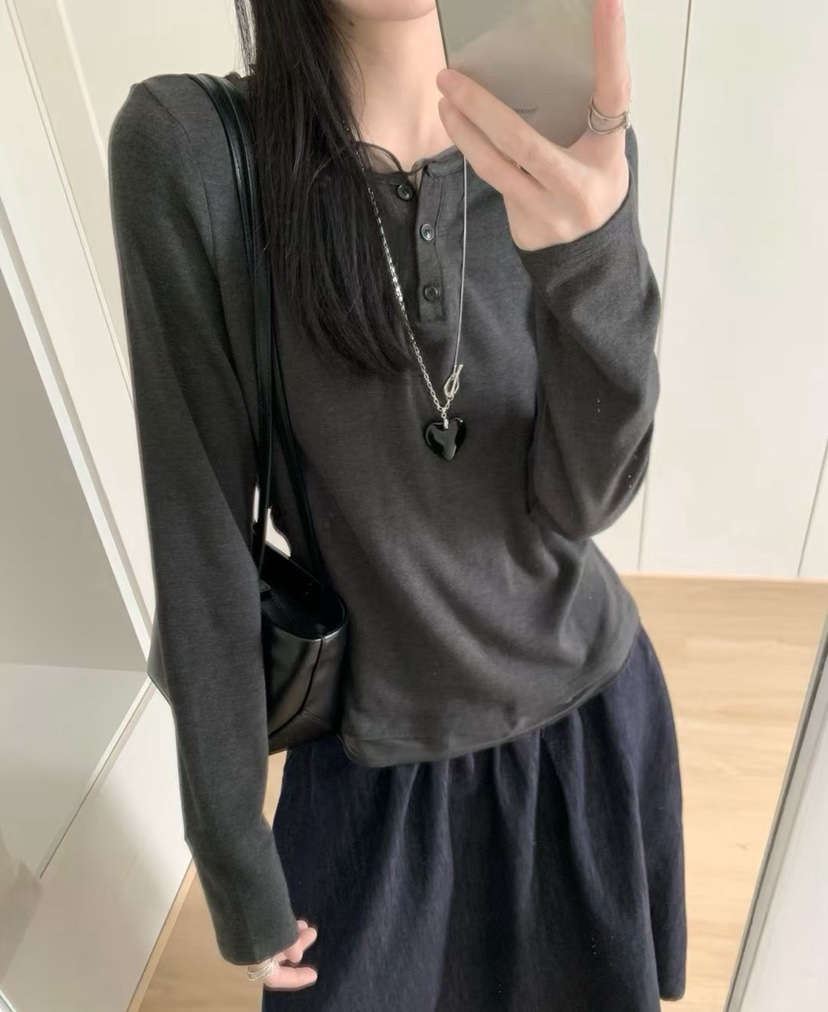 SYMBOL東大門㊣代購女裝新品推薦職業25秋冬長袖T恤雙排扣紐扣SYMBOL長袖T恤