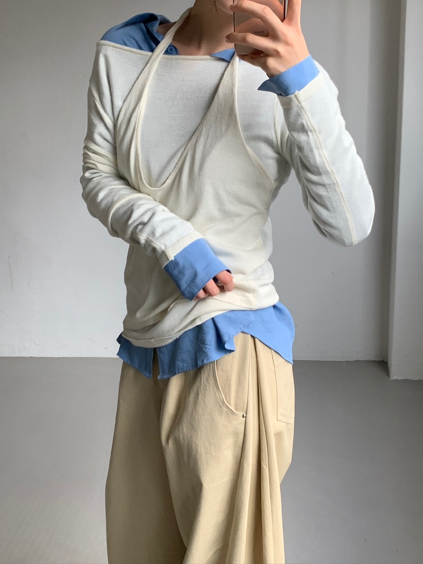 UNBOUND韓國直郵㊣女裝新款時尚熱賣人氣休閑推薦針織衫假兩件UNBOUND針織衫