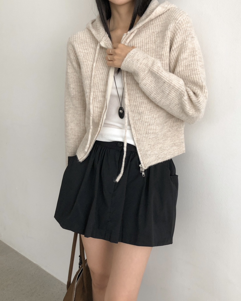 ROUGH東大門㊣代購女士新款推薦熱賣休閑職業針織衫拉鏈連帽ROUGH針織衫