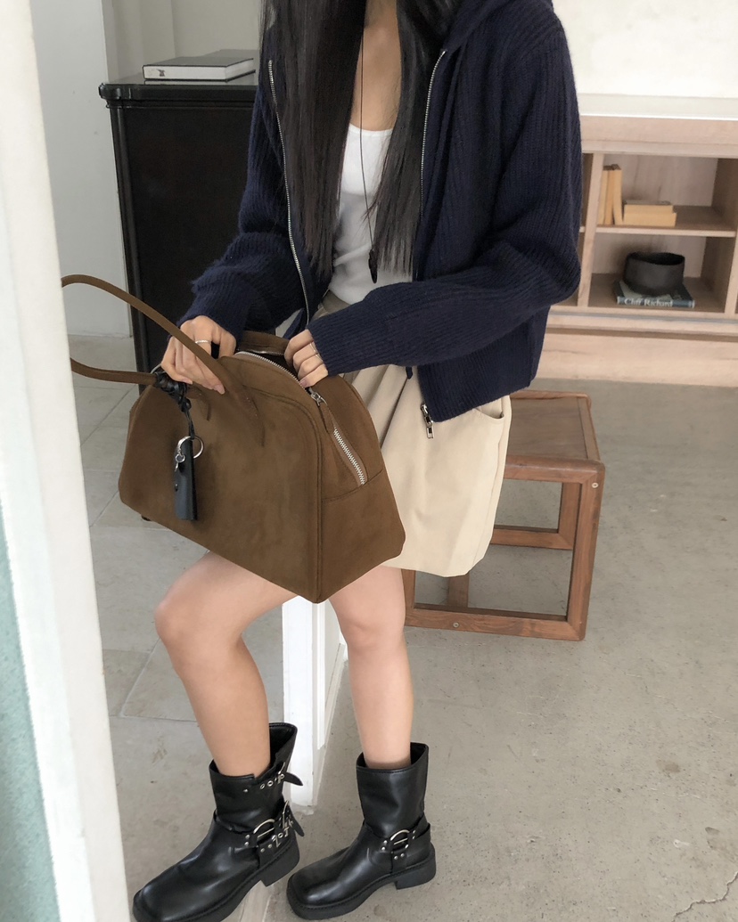 ROUGH東大門㊣代購女士新款推薦熱賣休閑職業針織衫拉鏈連帽ROUGH針織衫