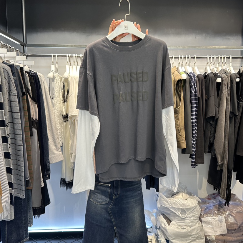 OUS/INCH-L東大門㊣直郵女裝新款真品人氣職業25秋冬長袖T恤OUS/INCH長袖T恤圖色2