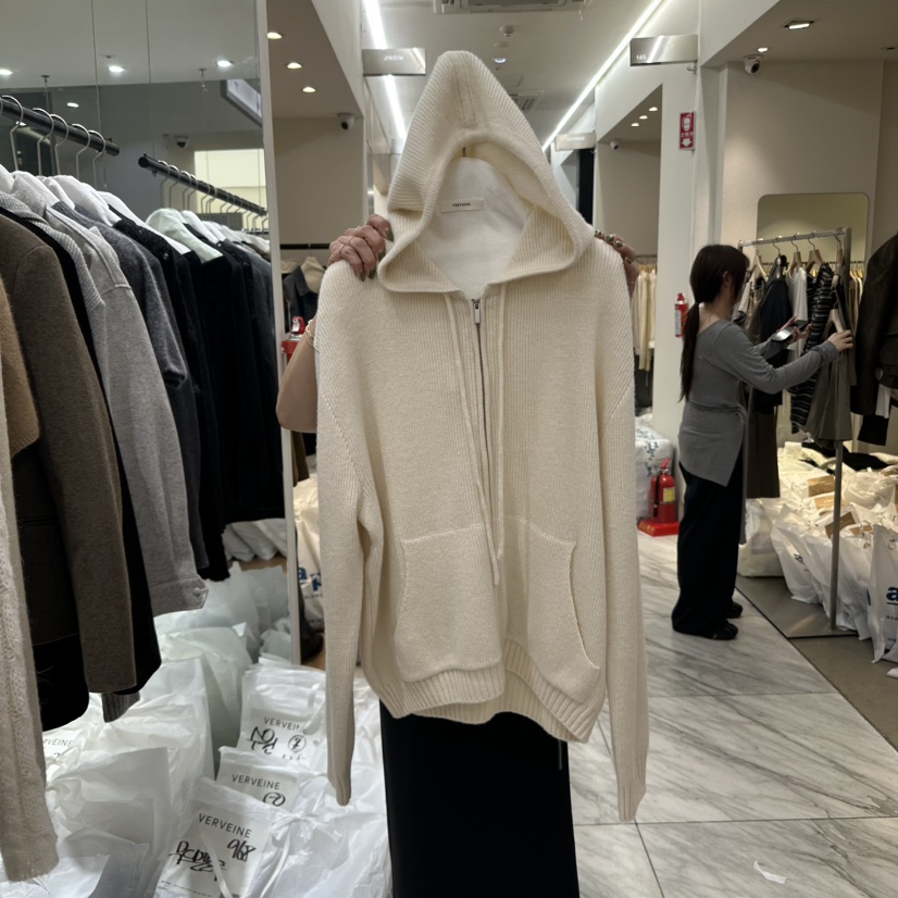 VERVEINE東大門㊣代購女士新品真品人氣推薦針織衫連帽衫拉鏈VERVEINE針織衫圖色1