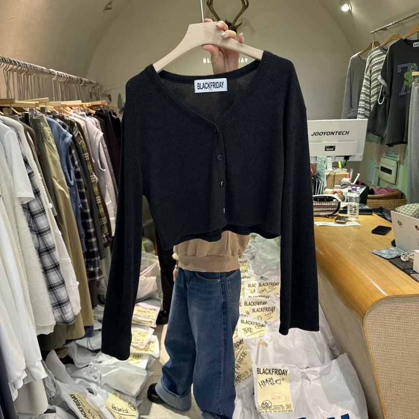 BLACKFRIDAY韓國代購㊣女士新款推薦休閑職業25秋冬針織衫開衫BLACK FRIDAY針織衫圖色3