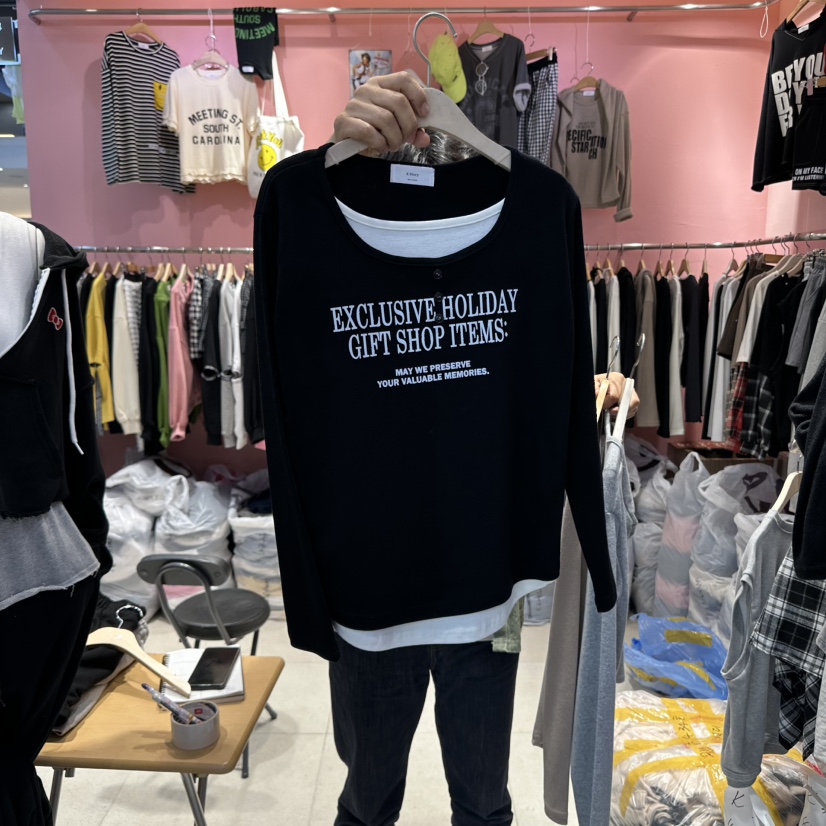 K STORY東大門㊣直郵女裝新品真品休閑人氣25秋冬職業長袖T恤K STORY長袖T恤圖色3