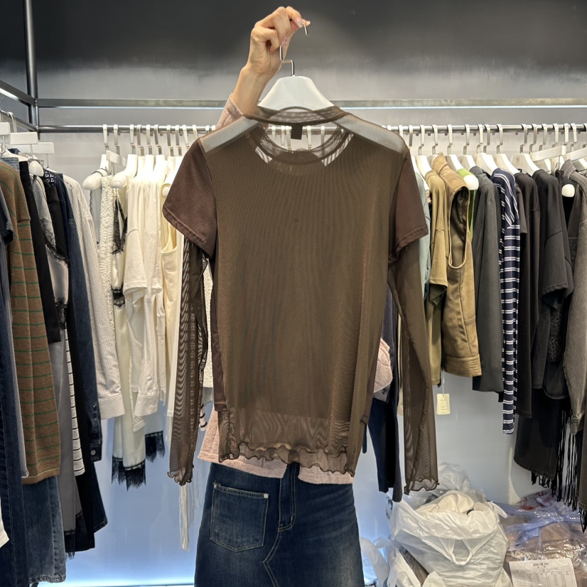 OUS/INCH-L東大門㊣直郵女士新品推薦真品熱賣長袖T恤雙層OUS/INCH長袖T恤