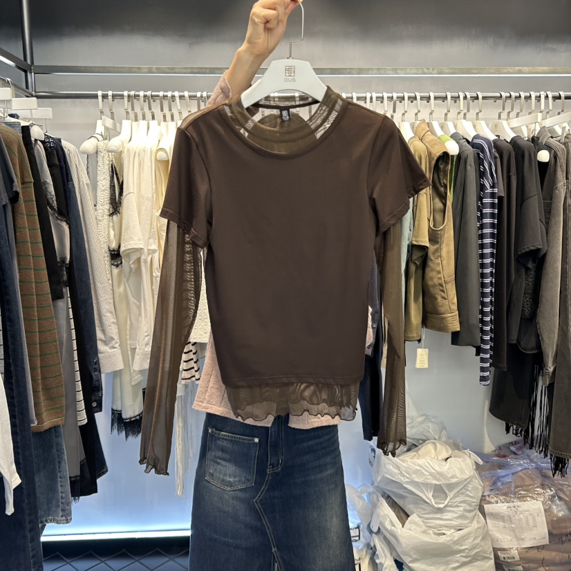 OUS/INCH-L東大門㊣直郵女士新品推薦真品熱賣長袖T恤雙層OUS/INCH長袖T恤圖色1