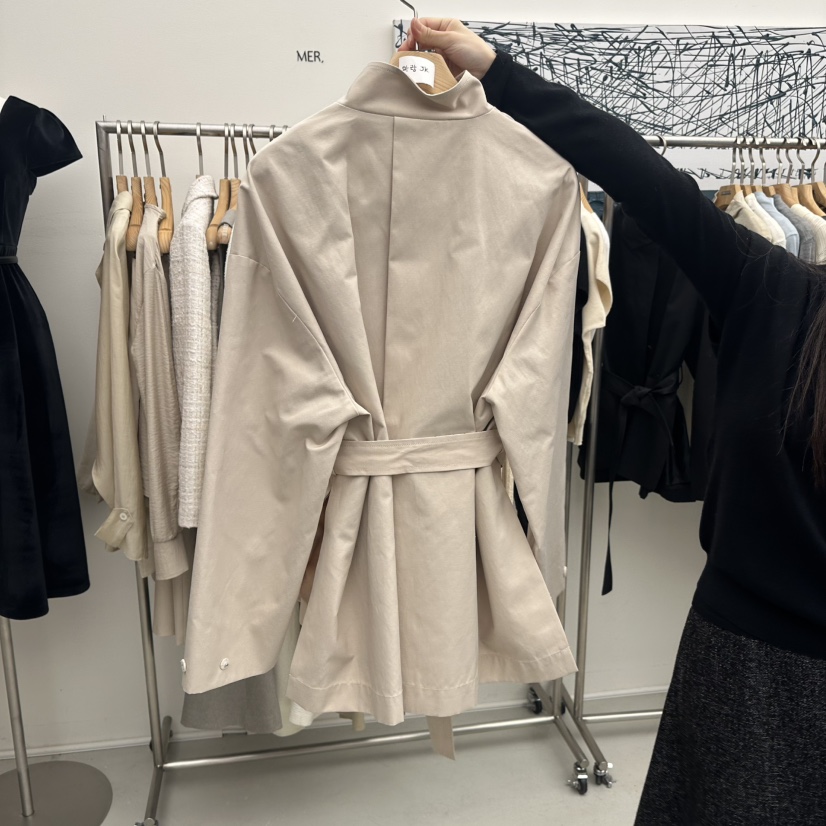 MER東大門㊣直郵女裝新品推薦人氣真品熱賣休閑25秋冬夾克含腰帶MER/ANGELO BIANCO夾克