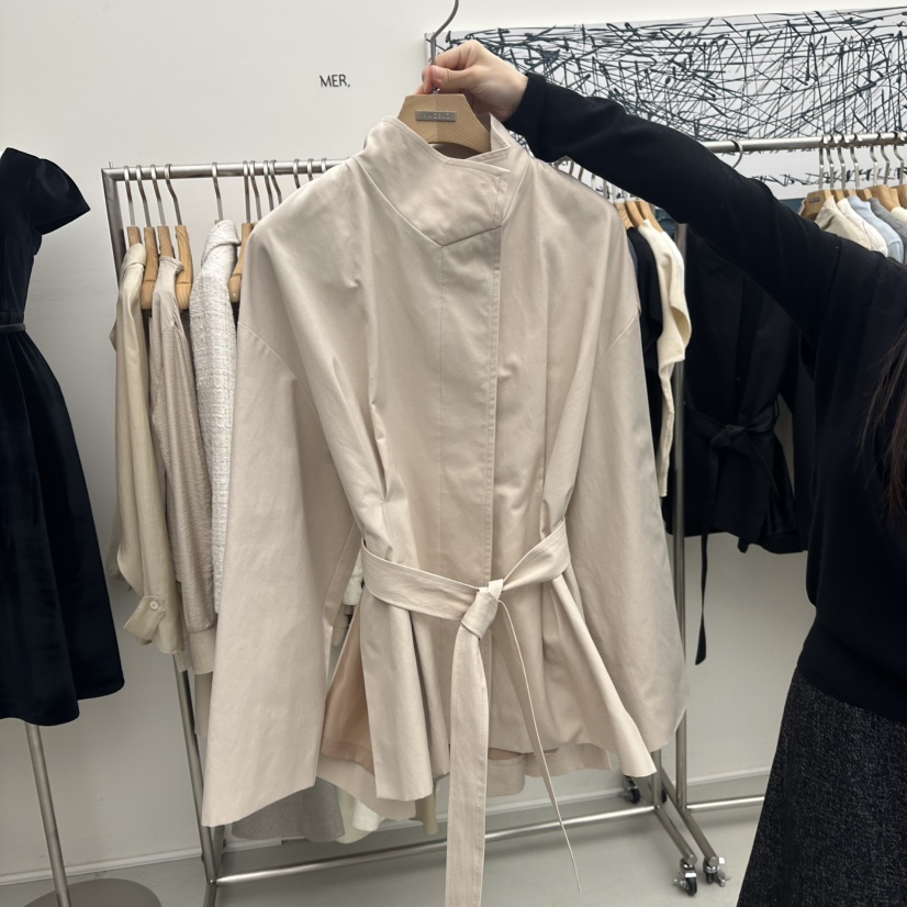 MER東大門㊣直郵女裝新品推薦人氣真品熱賣休閑25秋冬夾克含腰帶MER/ANGELO BIANCO夾克圖色1