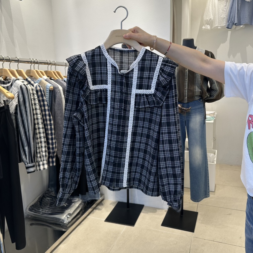 2nd B-S韓國代購㊣女裝新款真品人氣熱賣休閑推薦襯衫蕾絲衫2nd B-S襯衫/蕾絲衫圖色1