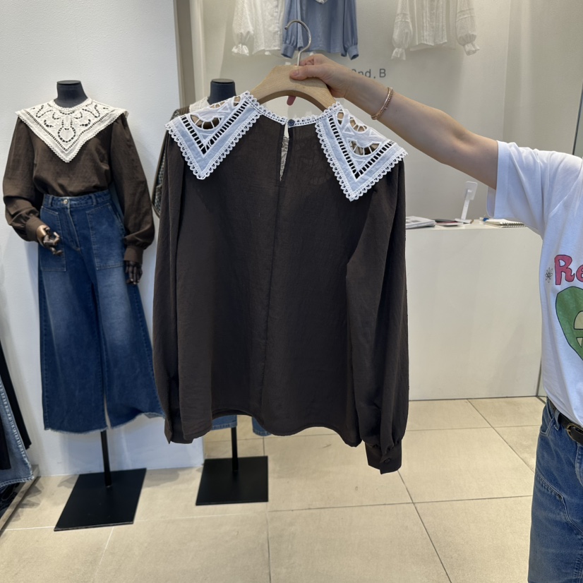 2nd B-S韓國直郵㊣女裝新款真品職業推薦25秋冬襯衫蕾絲衫2nd B-S襯衫/蕾絲衫
