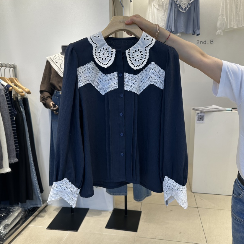 2nd B-S東大門㊣直郵女士新品休閑真品25秋冬推薦襯衫蕾絲衫2nd B-S襯衫/蕾絲衫圖色1