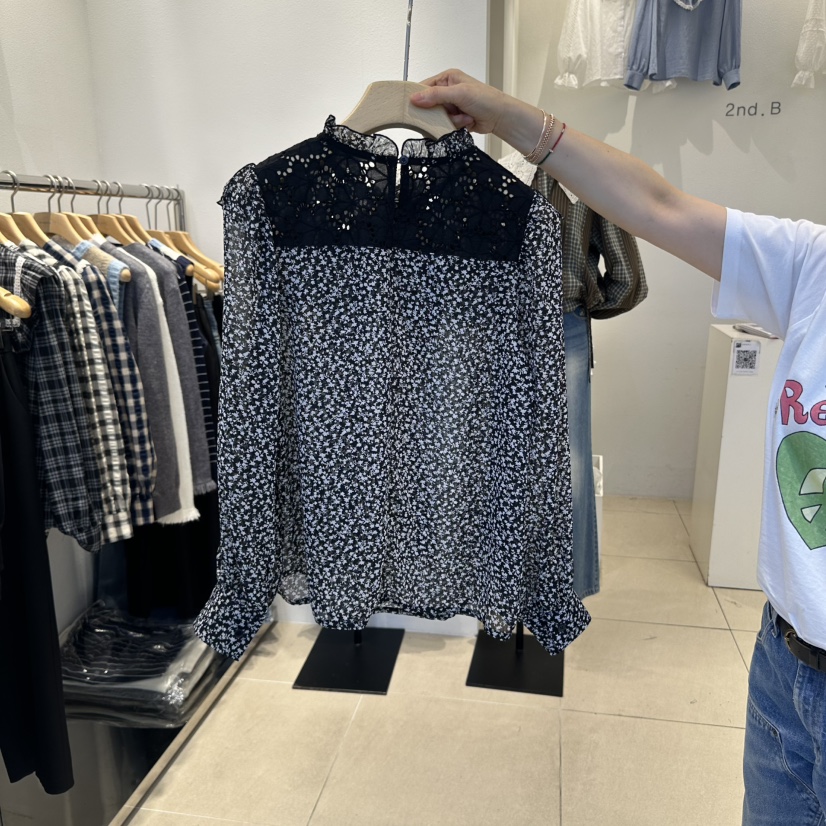 2nd B-S韓國直郵㊣女裝新品熱賣休閑人氣真品襯衫蕾絲衫刺繡2nd B-S襯衫/蕾絲衫