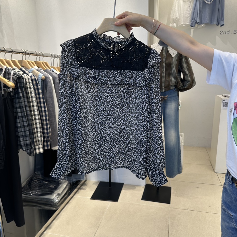 2nd B-S韓國直郵㊣女裝新品熱賣休閑人氣真品襯衫蕾絲衫刺繡2nd B-S襯衫/蕾絲衫圖色1