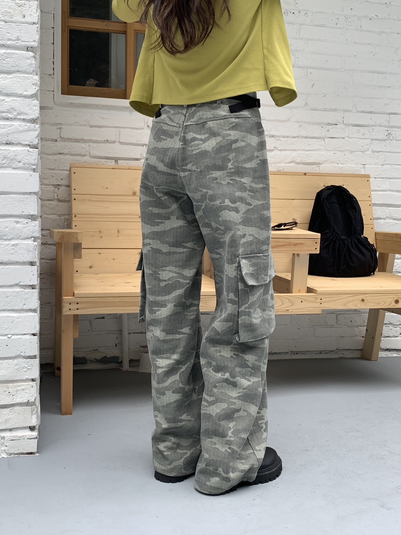 RE:OPENING韓國代購㊣女士新品推薦熱賣休閑職業休閑褲迷彩RE:OPENING休閑褲