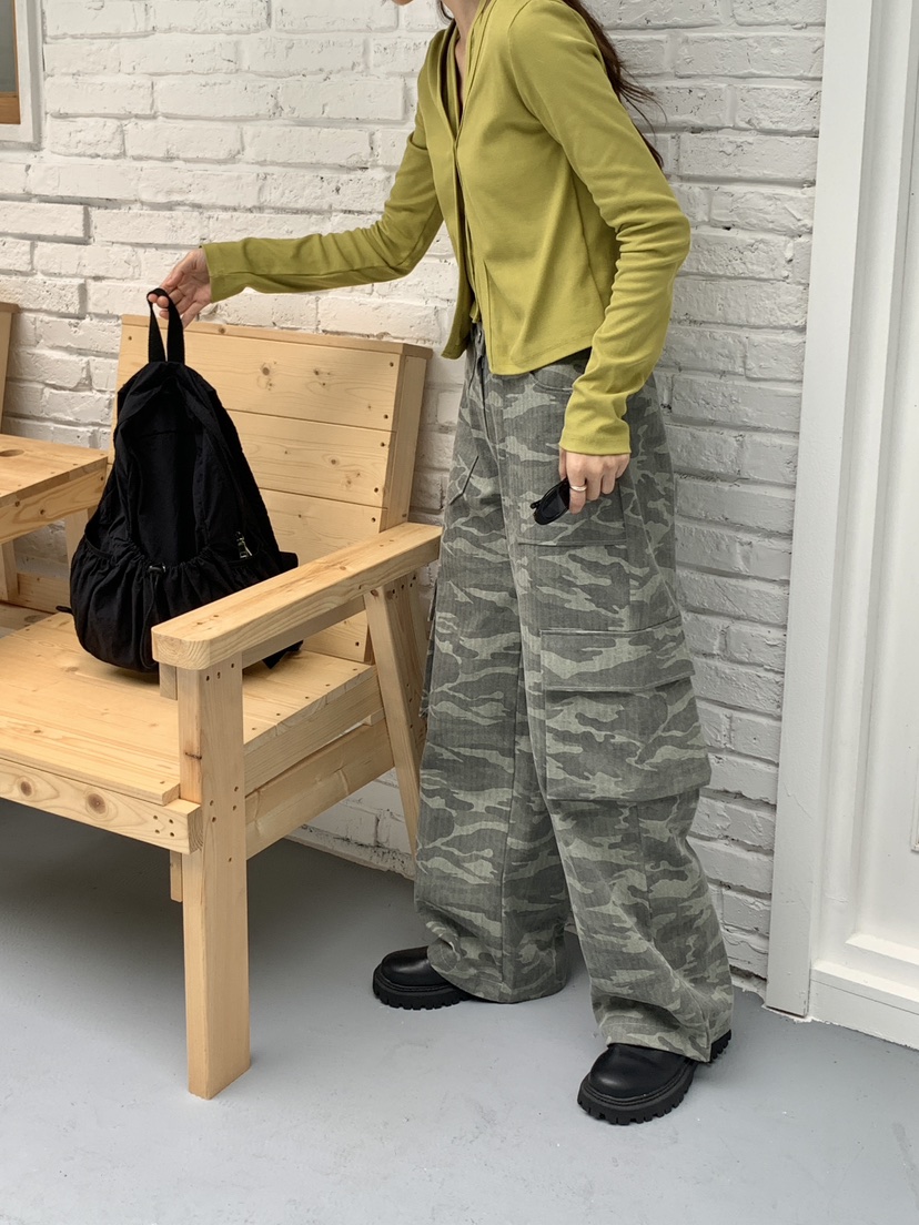 RE:OPENING韓國代購㊣女士新品推薦熱賣休閑職業休閑褲迷彩RE:OPENING休閑褲