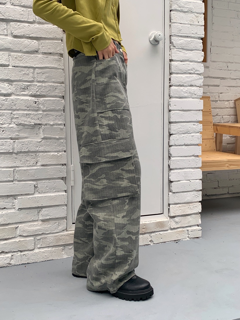 RE:OPENING韓國代購㊣女士新品推薦熱賣休閑職業休閑褲迷彩RE:OPENING休閑褲
