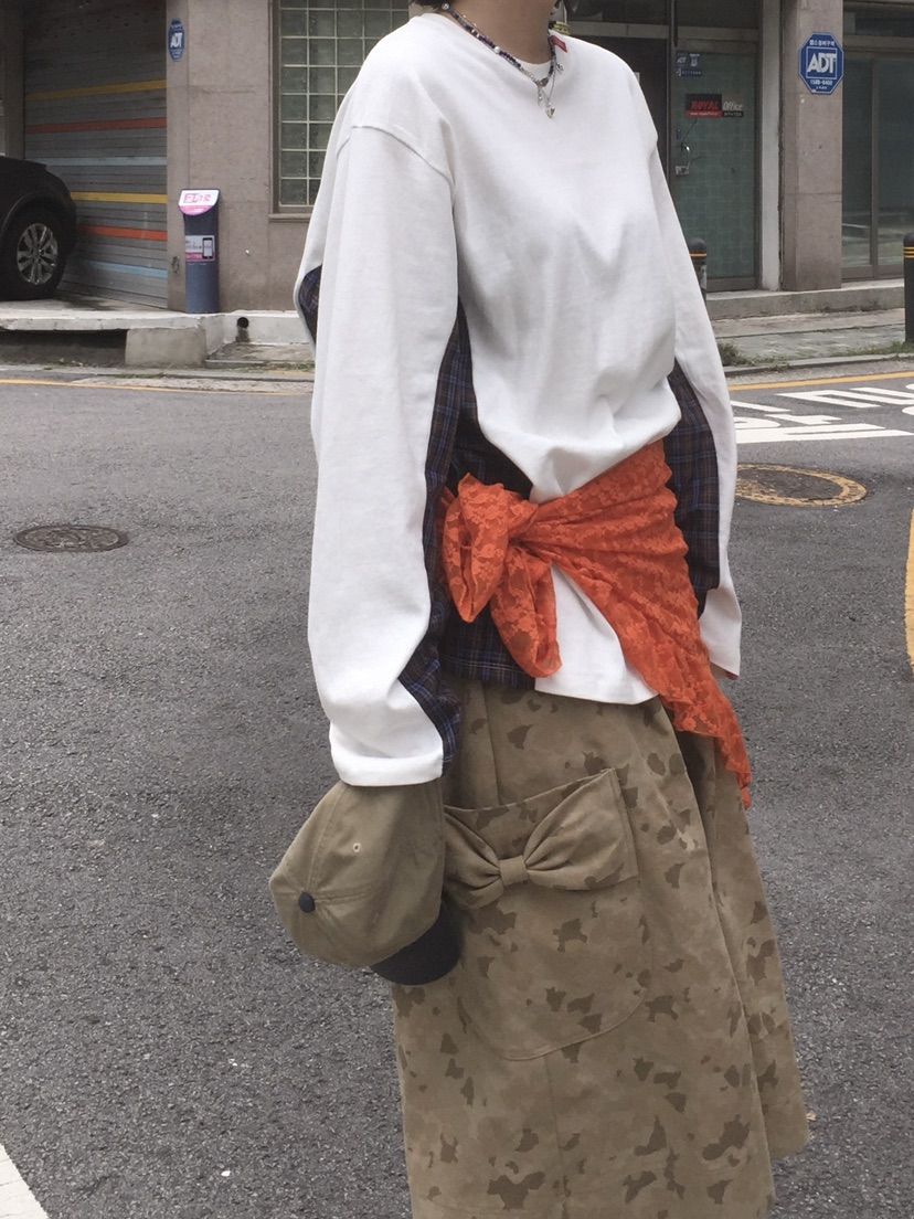 ARCHIVE-P韓國代購㊣女裝新品25秋冬時尚圍巾披肩荷葉邊蕾絲ARCHIVE-P圍巾/披肩