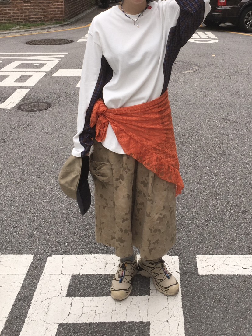 ARCHIVE-P韓國代購㊣女裝新品25秋冬時尚圍巾披肩荷葉邊蕾絲ARCHIVE-P圍巾/披肩