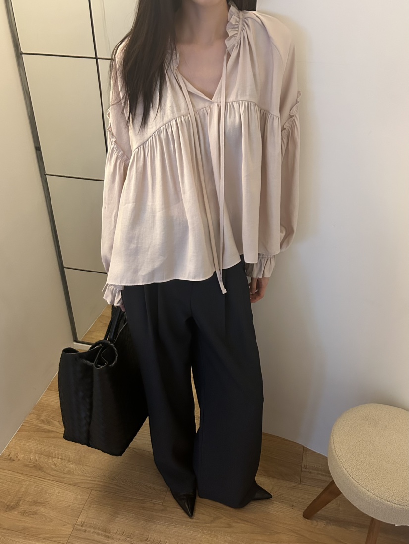 ME MO東大門㊣代購女裝新款人氣25秋冬推薦時尚襯衫蕾絲衫ME MO襯衫/蕾絲衫圖色1