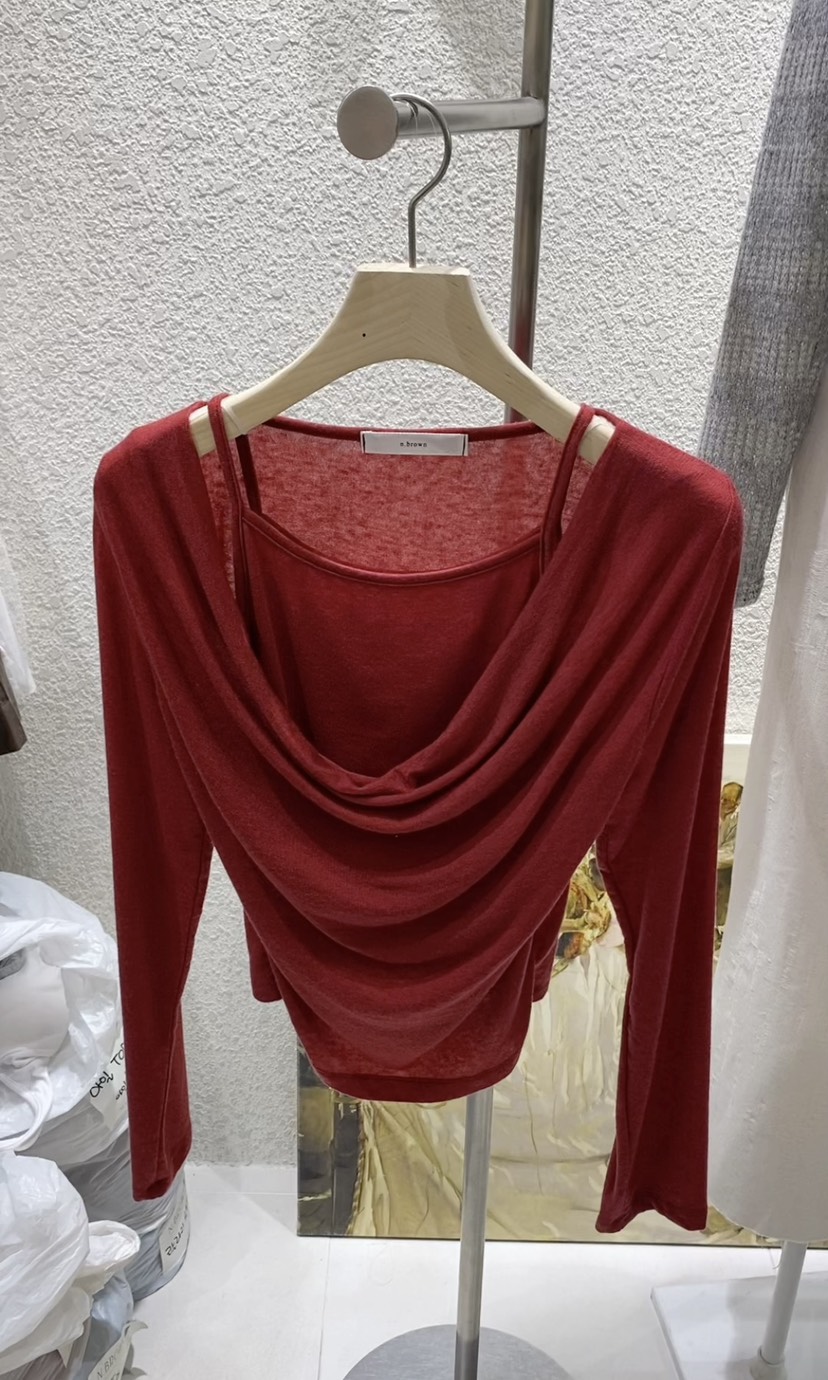 N BROWN東大門㊣實拍女士新品職業真品推薦長袖T恤假兩件套裝N BROWN長袖T恤圖色2