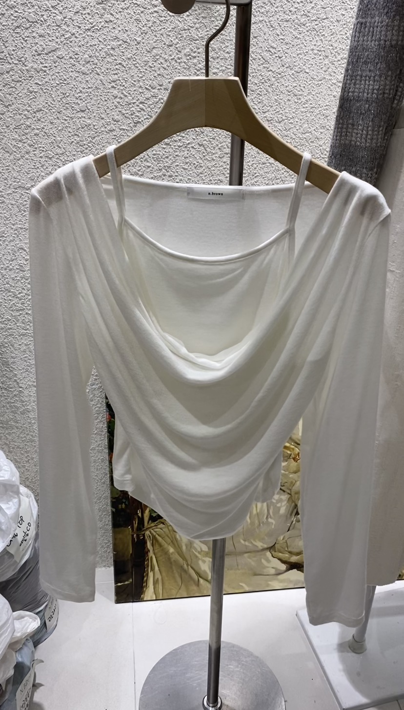 N BROWN東大門㊣實拍女士新品職業真品推薦長袖T恤假兩件套裝N BROWN長袖T恤圖色3