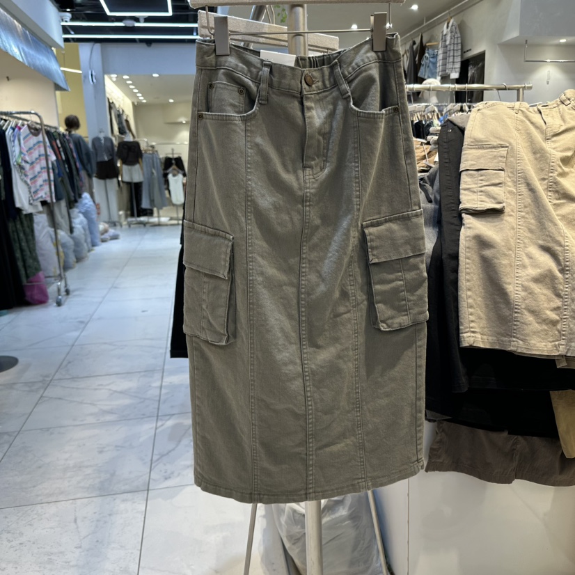 POCKET-Q韓國代購㊣女裝新款人氣推薦時尚真品熱賣職業長裙POCKET-Q長裙圖色2