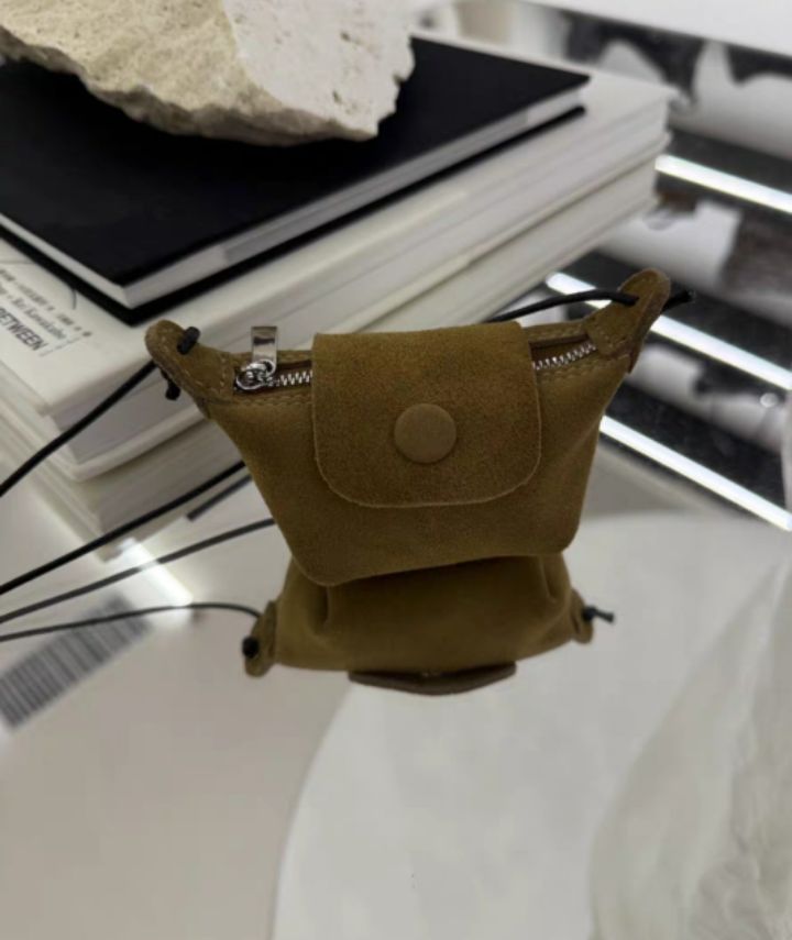 TROUVAILLE東大門㊣實拍女士新款推薦單肩斜跨包荷葉邊絨面革牛皮TROUVAILLE單肩/斜跨包
